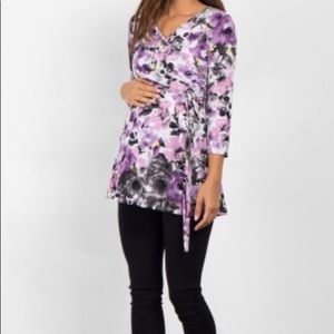Purple patterned maternity and nursing top